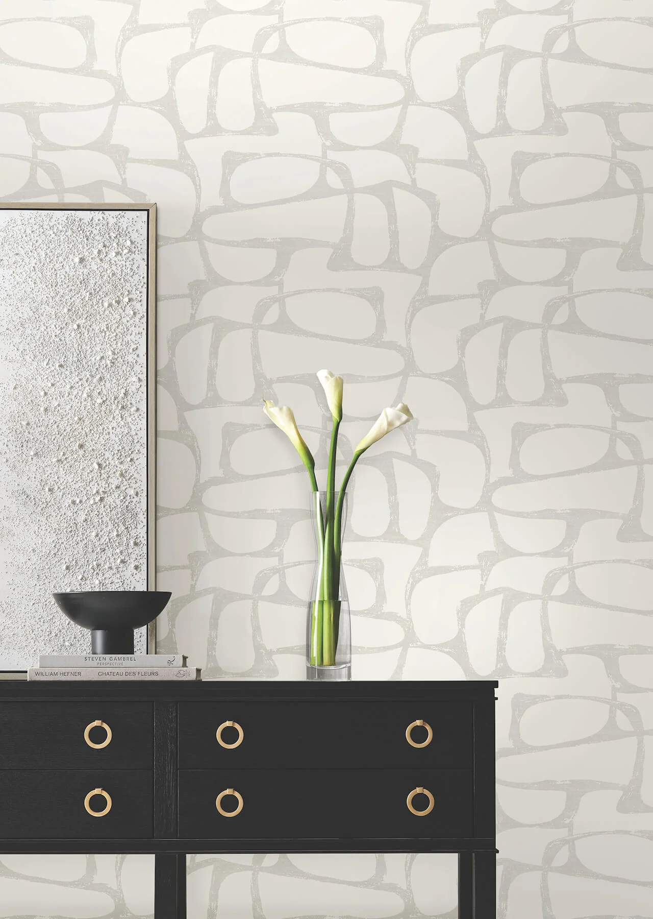 Candice Olson Decadence Craftsman Geometric Wallpaper - White & Soft Grey - Image 3