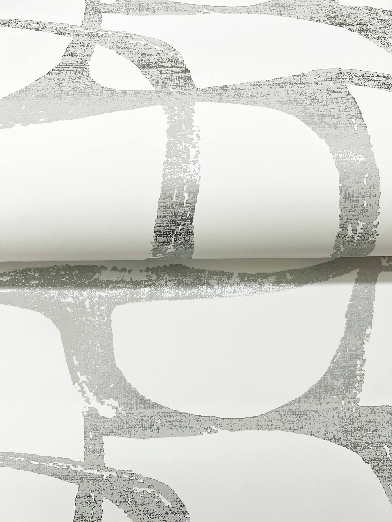 Candice Olson Decadence Craftsman Geometric Wallpaper - White & Silver - Image 4