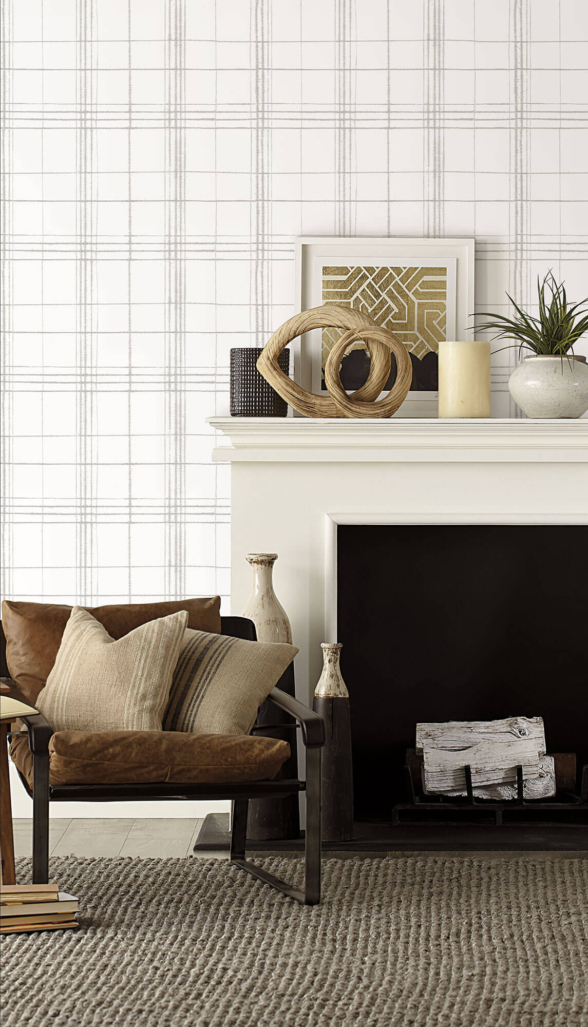 York Simply Farmhouse Plaid Wallpaper - Linen & White - Image 3