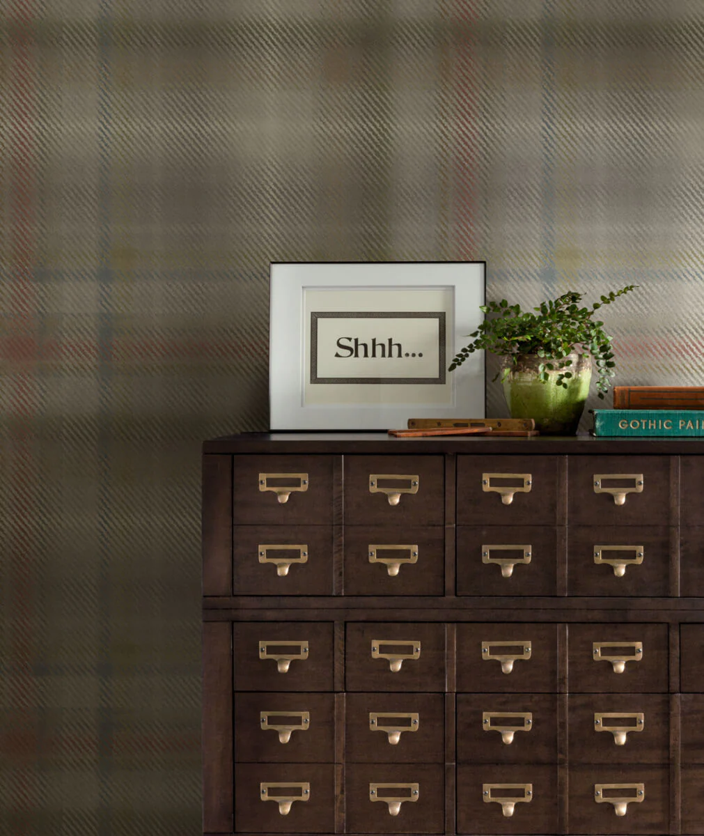 Ronald Redding Traveler Sterling Plaid Wallpaper - Neutral - Image 3