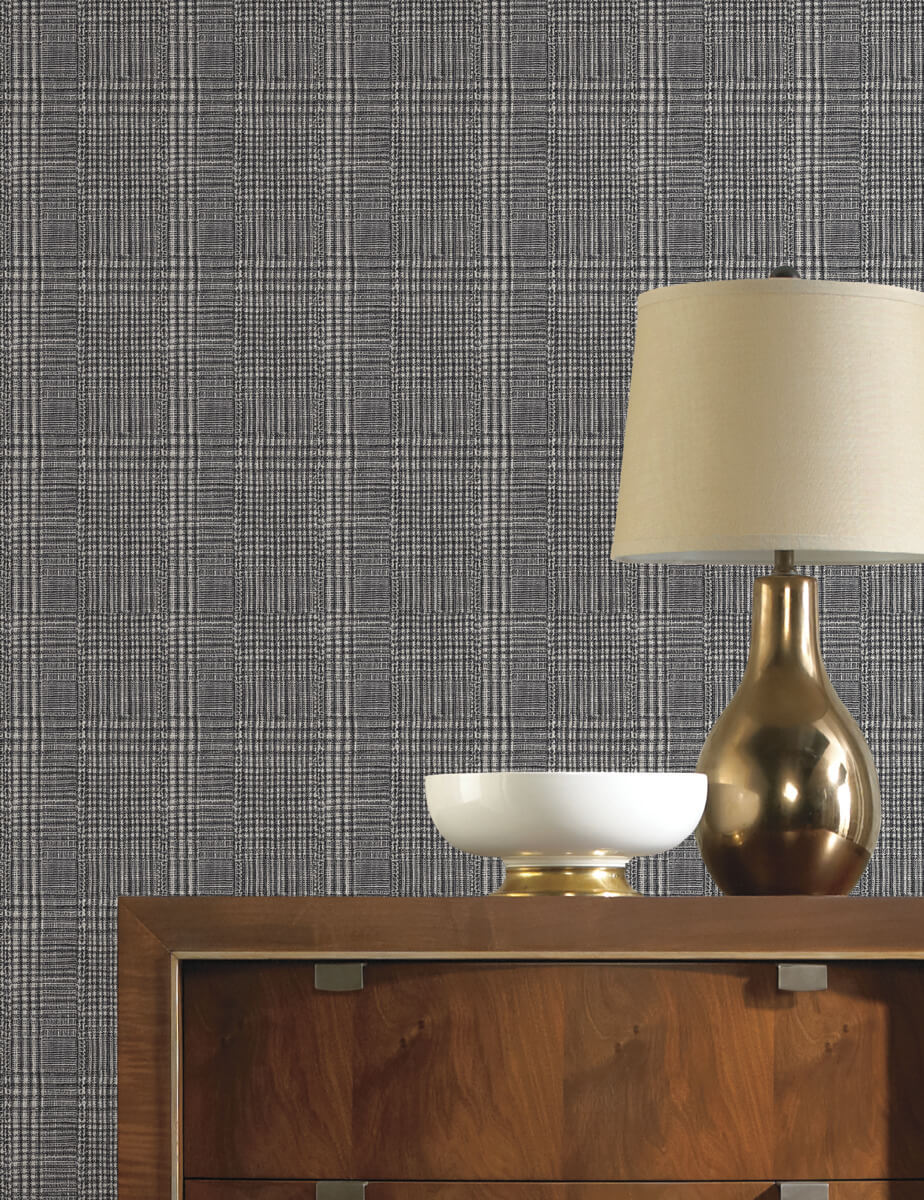 Ronald Redding Traveler Shirting Plaid Wallpaper - Black - Image 3