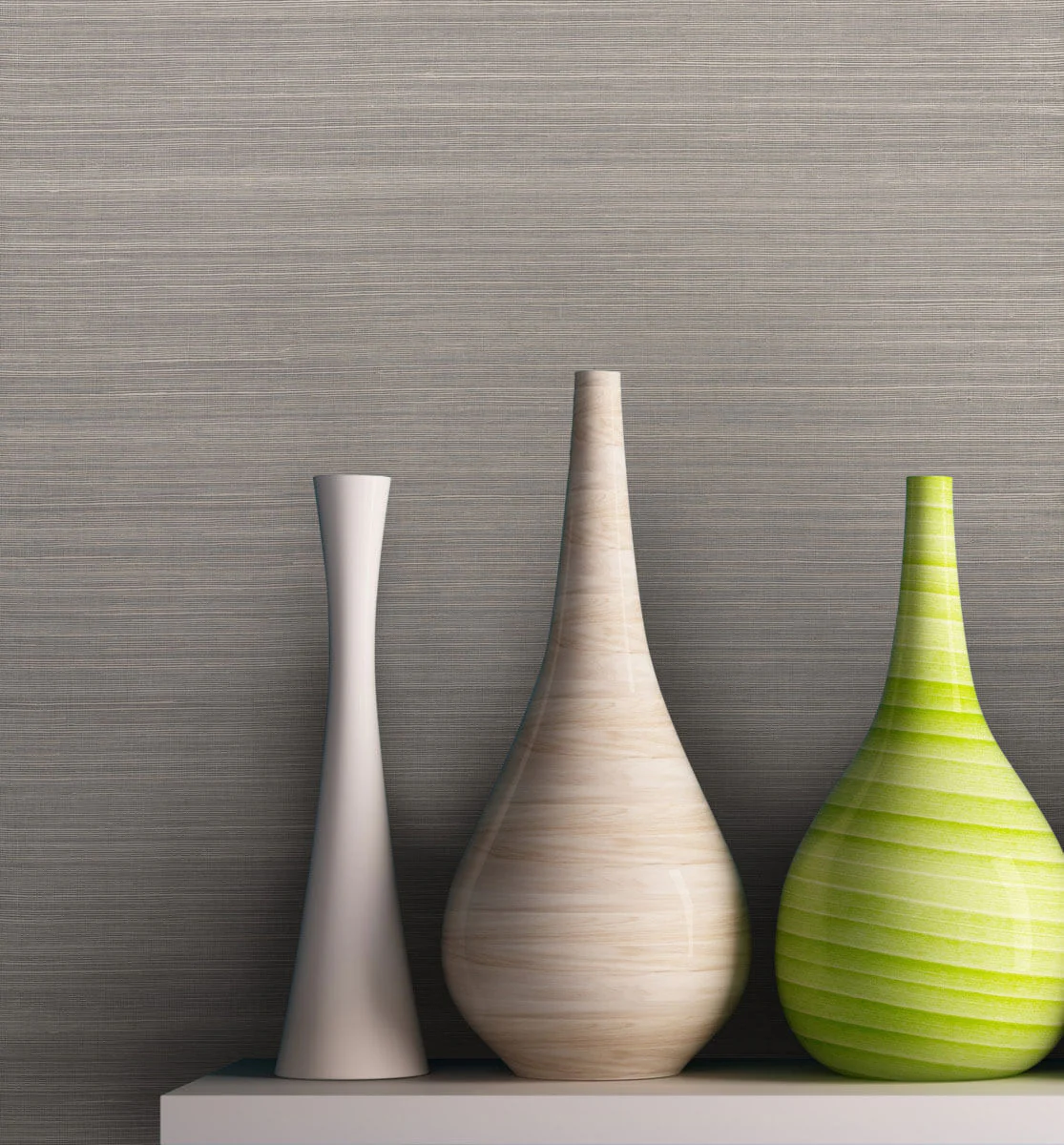 Ronald Redding Tea Garden Imperial Grasscloth Wallpaper - Light Gray - Image 3
